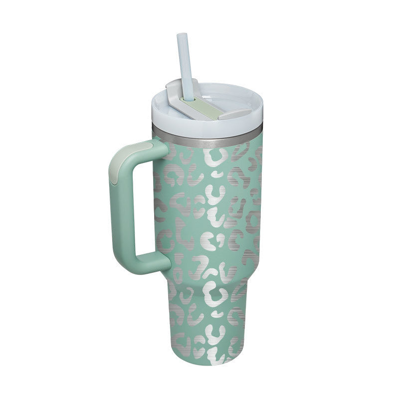 40 Oz Tumbler With Handle Straw Insulated, Stainless Steel Spill Proof With Lid Tapered Mug Gifts For Valentine Lover Suitable For Car Gym Office Travel