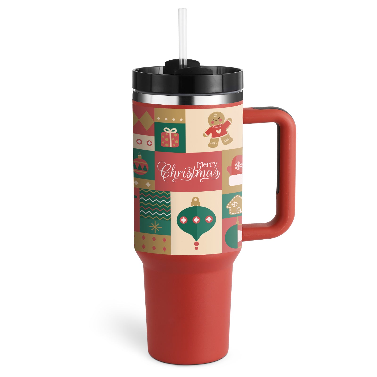 40 Oz Tumbler With Handle Straw Insulated, Stainless Steel Spill Proof With Lid Tapered Mug Gifts For Valentine Lover Suitable For Car Gym Office Travel