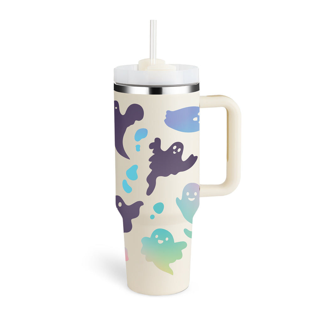 40 Oz Tumbler With Handle Straw Insulated, Stainless Steel Spill Proof With Lid Tapered Mug Gifts For Valentine Lover Suitable For Car Gym Office Travel