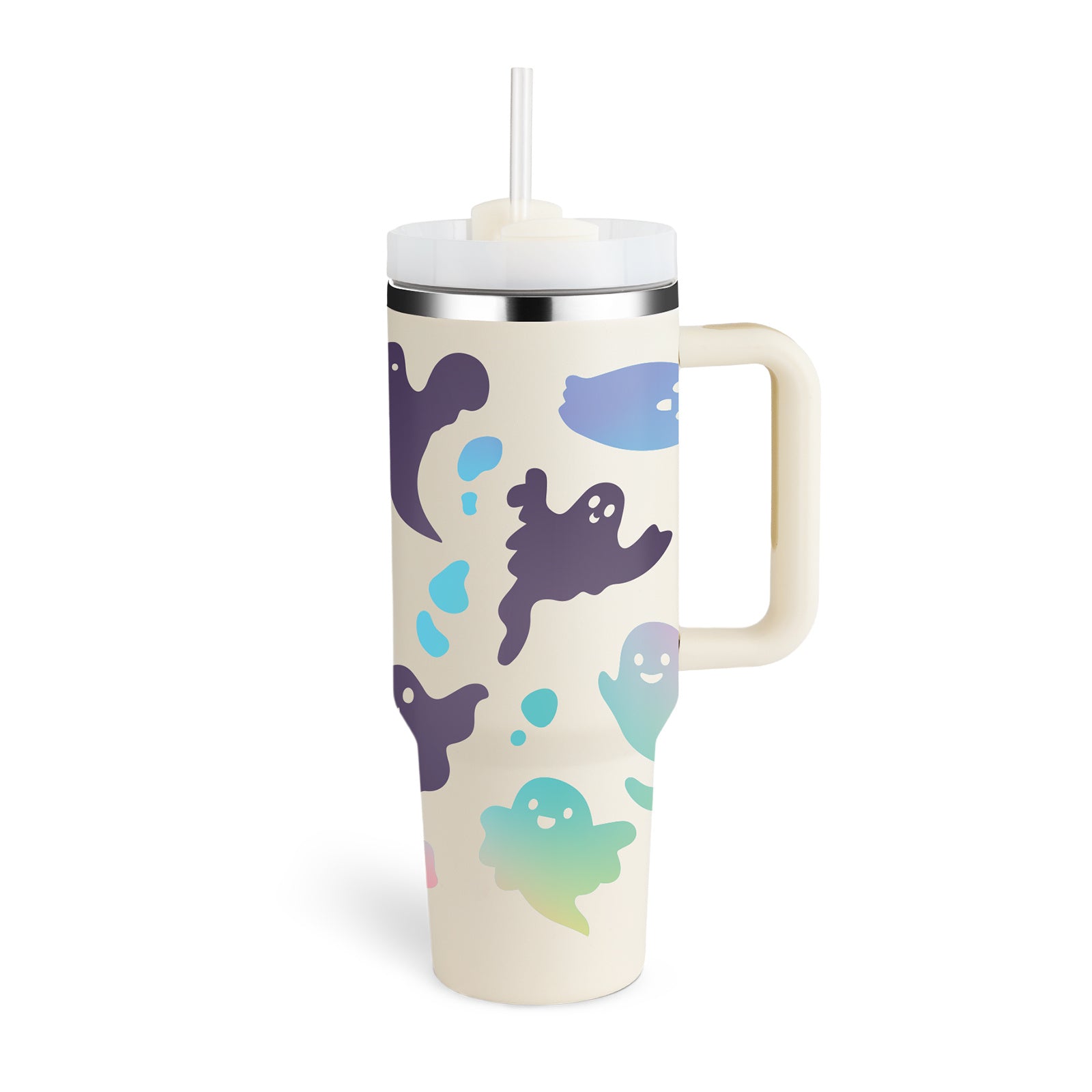 40 Oz Tumbler With Handle Straw Insulated, Stainless Steel Spill Proof With Lid Tapered Mug Gifts For Valentine Lover Suitable For Car Gym Office Travel