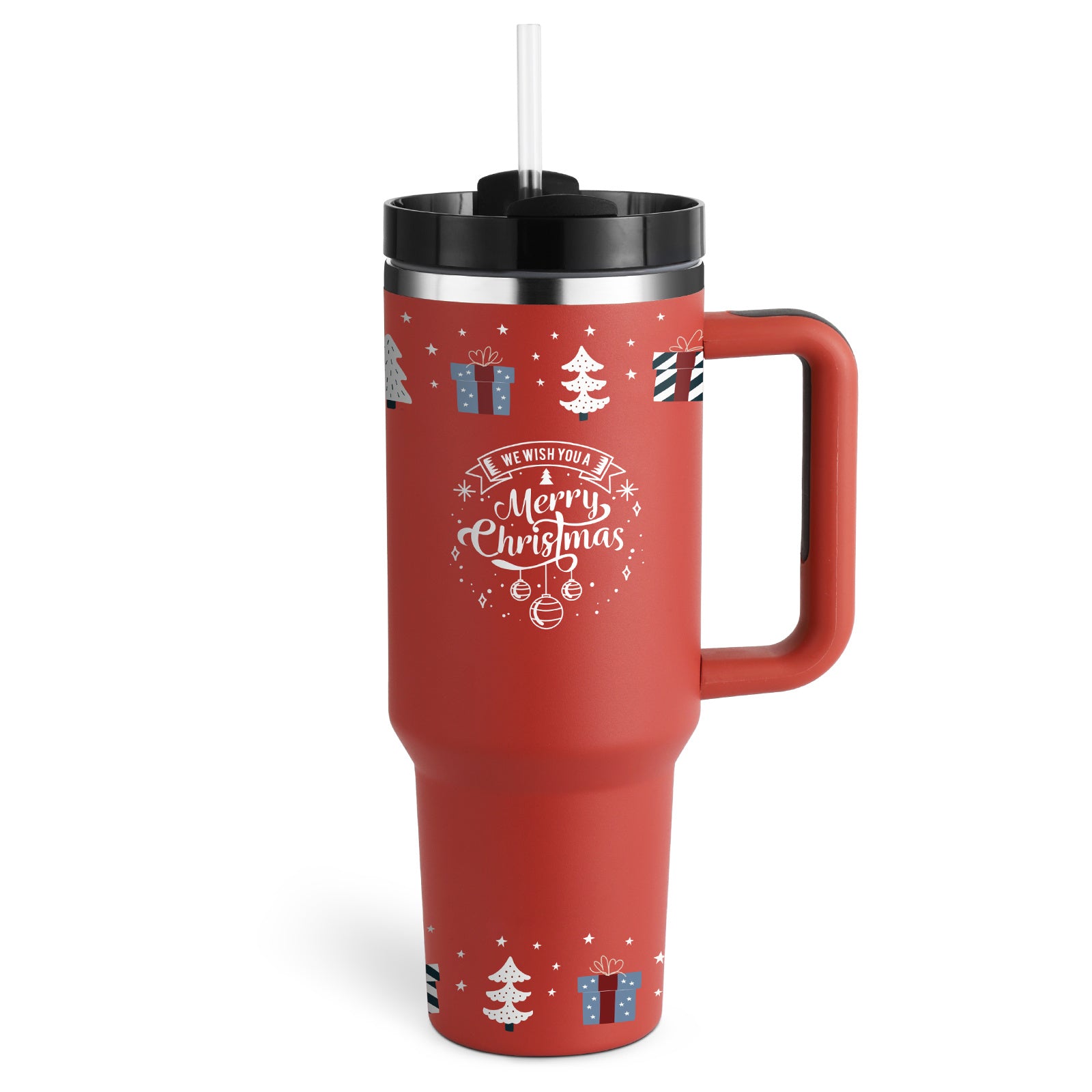40 Oz Tumbler With Handle Straw Insulated, Stainless Steel Spill Proof With Lid Tapered Mug Gifts For Valentine Lover Suitable For Car Gym Office Travel
