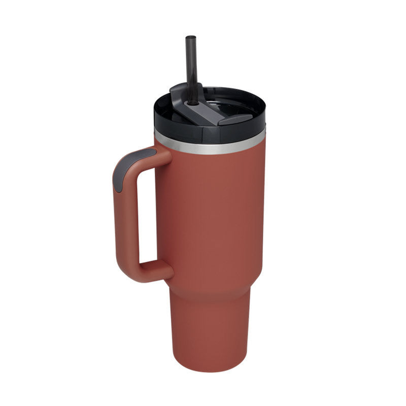 40 Oz Tumbler With Handle Straw Insulated, Stainless Steel Spill Proof With Lid Tapered Mug Gifts For Valentine Lover Suitable For Car Gym Office Travel