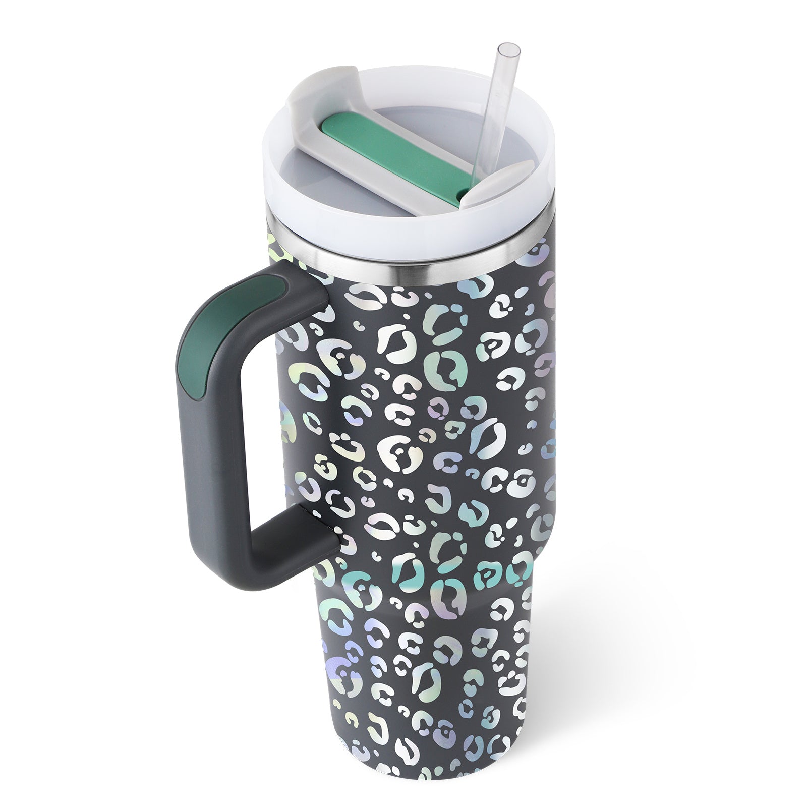 40 Oz Tumbler With Handle Straw Insulated, Stainless Steel Spill Proof With Lid Tapered Mug Gifts For Valentine Lover Suitable For Car Gym Office Travel