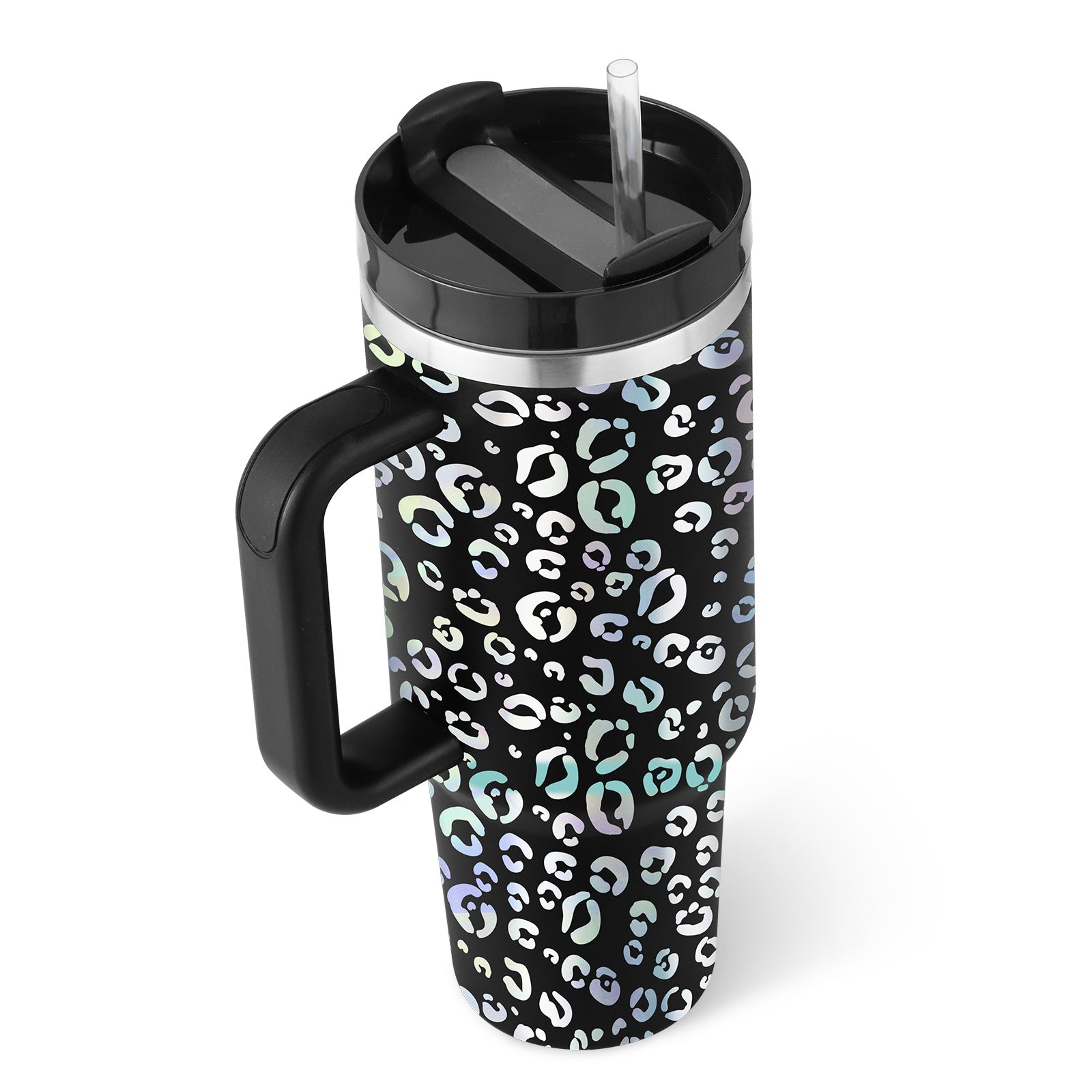 40 Oz Tumbler With Handle Straw Insulated, Stainless Steel Spill Proof With Lid Tapered Mug Gifts For Valentine Lover Suitable For Car Gym Office Travel