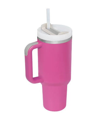 40 Oz Tumbler With Handle Straw Insulated, Stainless Steel Spill Proof With Lid Tapered Mug Gifts For Valentine Lover Suitable For Car Gym Office Travel