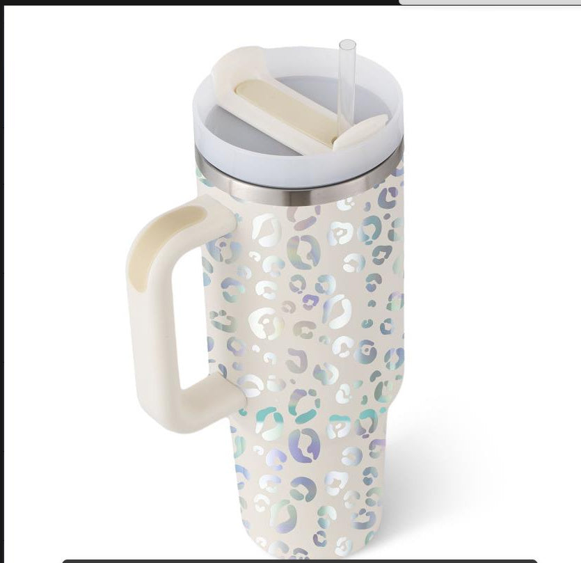 40 Oz Tumbler With Handle Straw Insulated, Stainless Steel Spill Proof With Lid Tapered Mug Gifts For Valentine Lover Suitable For Car Gym Office Travel