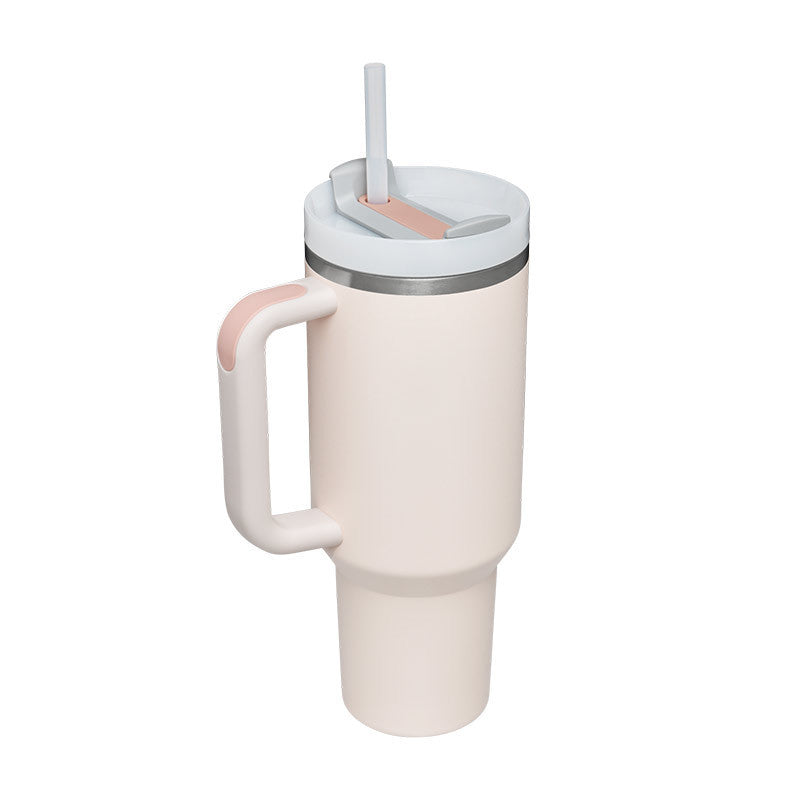 40 Oz Tumbler With Handle Straw Insulated, Stainless Steel Spill Proof With Lid Tapered Mug Gifts For Valentine Lover Suitable For Car Gym Office Travel