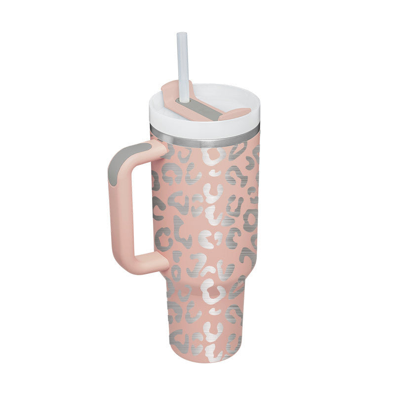 40 Oz Tumbler With Handle Straw Insulated, Stainless Steel Spill Proof With Lid Tapered Mug Gifts For Valentine Lover Suitable For Car Gym Office Travel