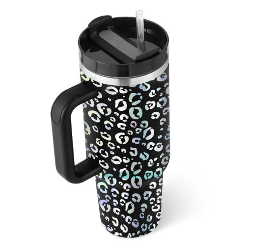 40 Oz Tumbler With Handle Straw Insulated, Stainless Steel Spill Proof With Lid Tapered Mug Gifts For Valentine Lover Suitable For Car Gym Office Travel