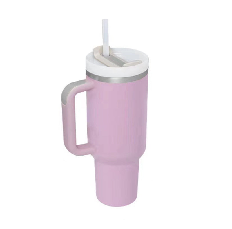 40 Oz Tumbler With Handle Straw Insulated, Stainless Steel Spill Proof With Lid Tapered Mug Gifts For Valentine Lover Suitable For Car Gym Office Travel
