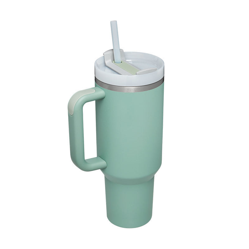 40 Oz Tumbler With Handle Straw Insulated, Stainless Steel Spill Proof With Lid Tapered Mug Gifts For Valentine Lover Suitable For Car Gym Office Travel