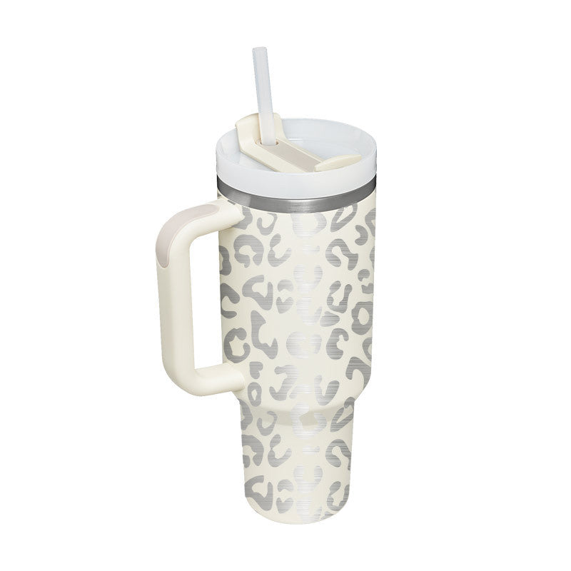 40 Oz Tumbler With Handle Straw Insulated, Stainless Steel Spill Proof With Lid Tapered Mug Gifts For Valentine Lover Suitable For Car Gym Office Travel