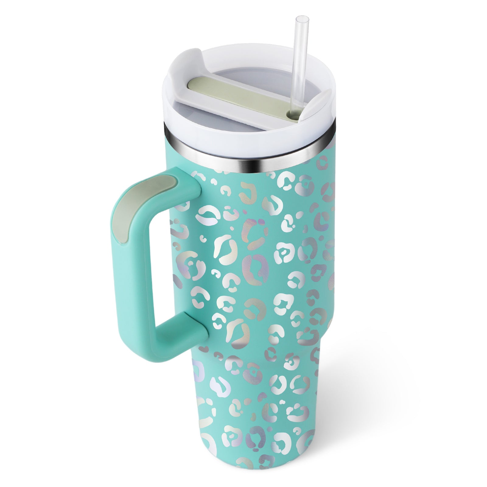 40 Oz Tumbler With Handle Straw Insulated, Stainless Steel Spill Proof With Lid Tapered Mug Gifts For Valentine Lover Suitable For Car Gym Office Travel