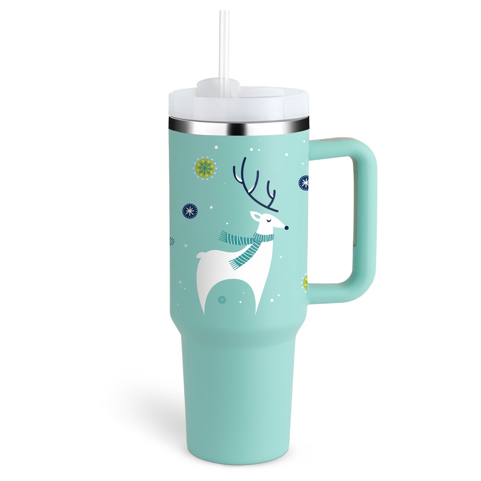 40 Oz Tumbler With Handle Straw Insulated, Stainless Steel Spill Proof With Lid Tapered Mug Gifts For Valentine Lover Suitable For Car Gym Office Travel