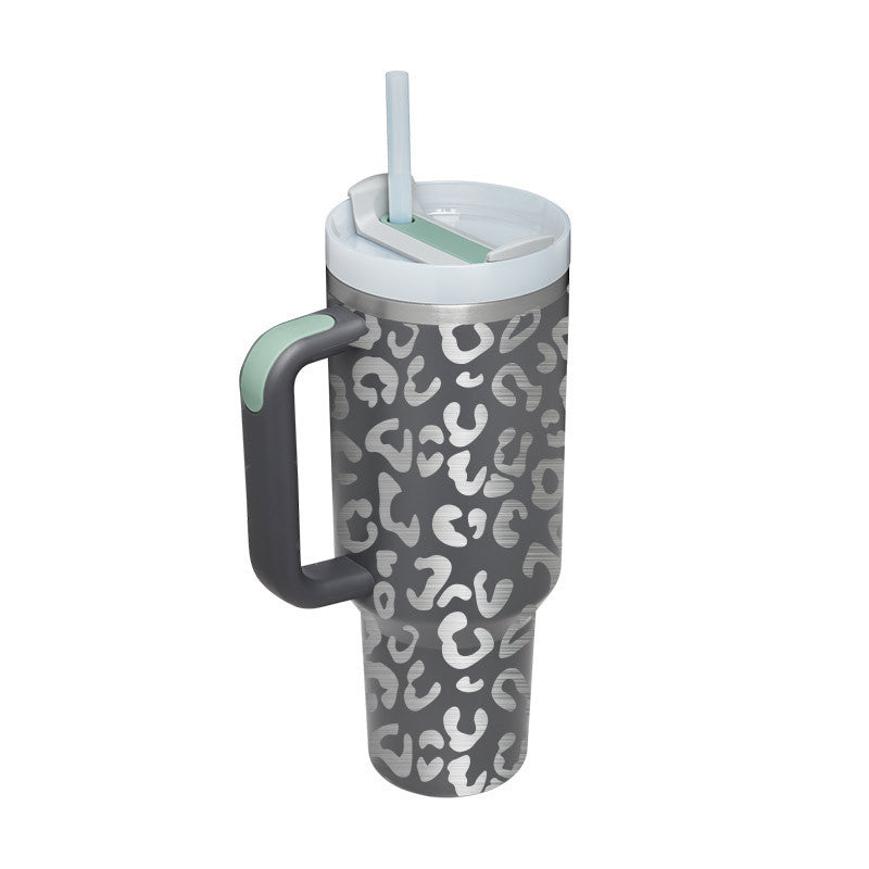 40 Oz Tumbler With Handle Straw Insulated, Stainless Steel Spill Proof With Lid Tapered Mug Gifts For Valentine Lover Suitable For Car Gym Office Travel