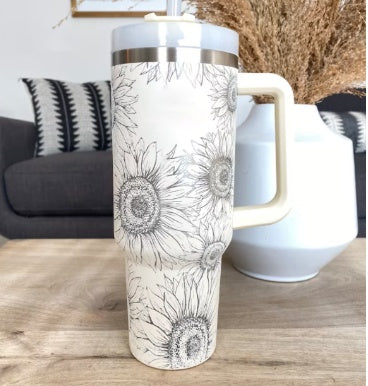 40 Oz Tumbler With Handle Straw Insulated, Stainless Steel Spill Proof With Lid Tapered Mug Gifts For Valentine Lover Suitable For Car Gym Office Travel