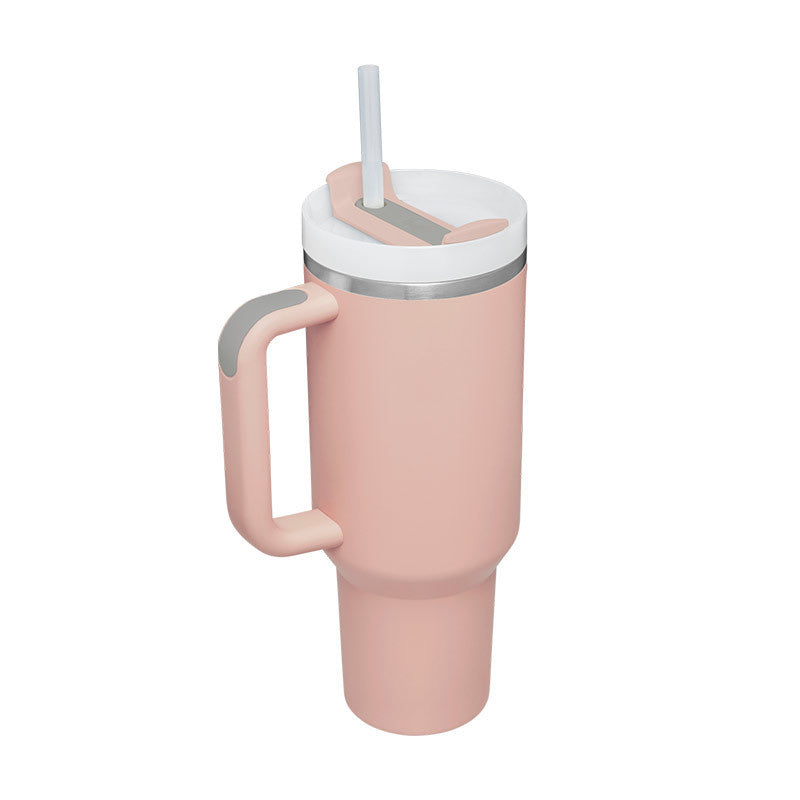 40 Oz Tumbler With Handle Straw Insulated, Stainless Steel Spill Proof With Lid Tapered Mug Gifts For Valentine Lover Suitable For Car Gym Office Travel